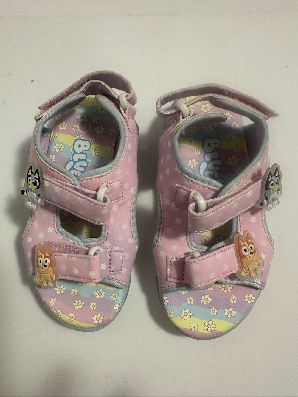 Toddler Pink Floral Sandals with Cartoon Character Charms